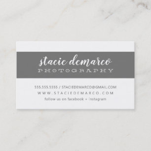 SIMPLE MODERN BAND plain clean medium grey white Business Card