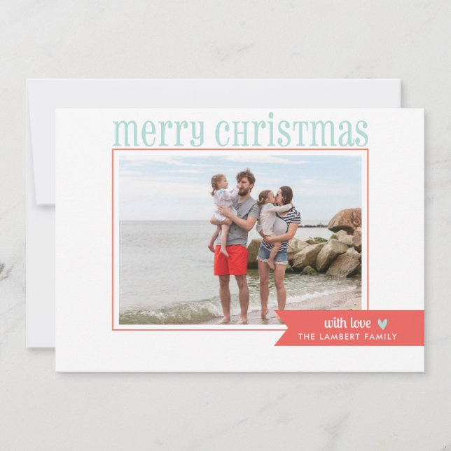 Simple Modern Banner Christmas Photo Card (Front)