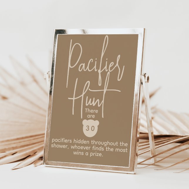 Simple modern Bear Baby Shower Pacifier Hunt Game Poster (Creator Uploaded)