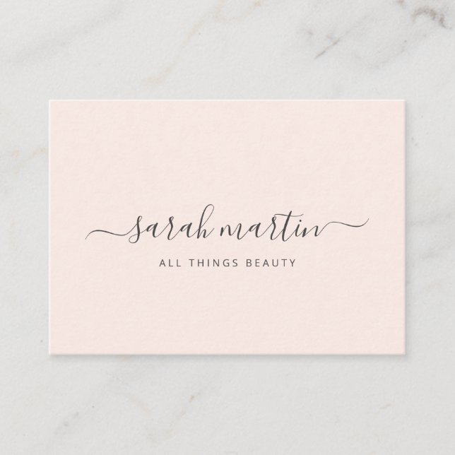 Simple Modern Beauty Salon Blush Pink Elegant Business Card (Front)
