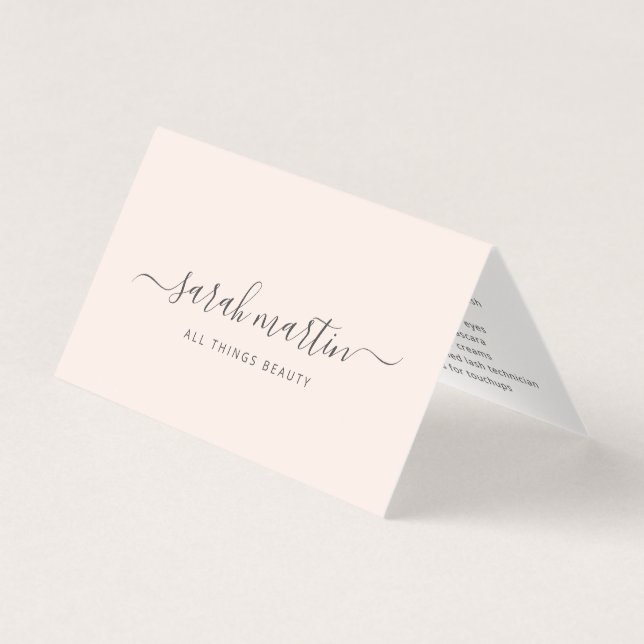 Simple Modern Beauty Salon Blush Pink Elegant Business Card (Front)