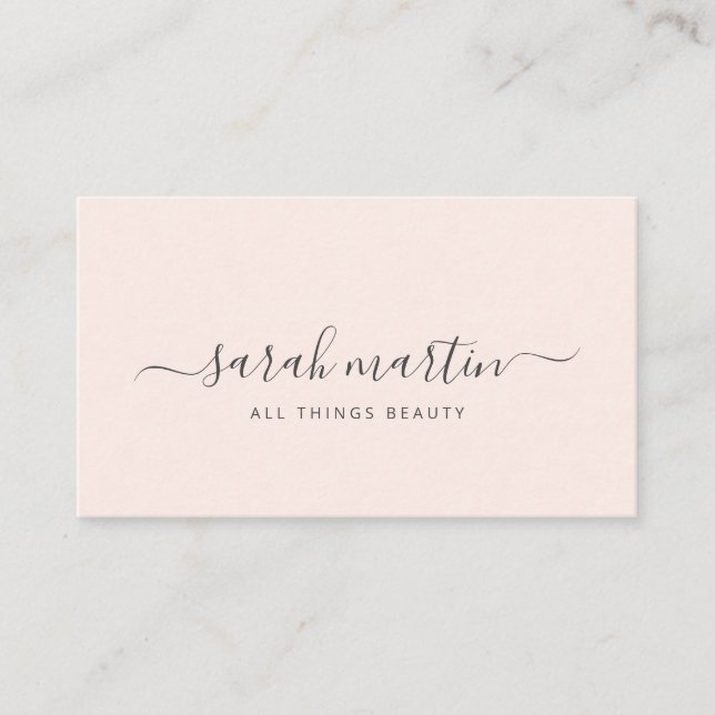 Simple Modern Beauty Salon Blush Pink Elegant Business Card (Front)