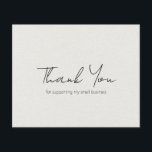 Simple Modern Beige Budget Business Thank You Card<br><div class="desc">Modern budget business thank you card featuring a simple and minimalist layout with "Thank You" on the front in an elegant script typography over a neutral beige faux texture background. The back has your personal message along with your QR code and social media icons. This professional thank you card is...</div>
