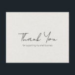 Simple Modern Beige Budget Business Thank You Card<br><div class="desc">Modern budget business thank you card featuring a simple and minimalist layout with "Thank You" on the front in an elegant script typography over a neutral beige faux texture background. The back has your personal message along with your QR code and social media icons. This professional thank you card is...</div>