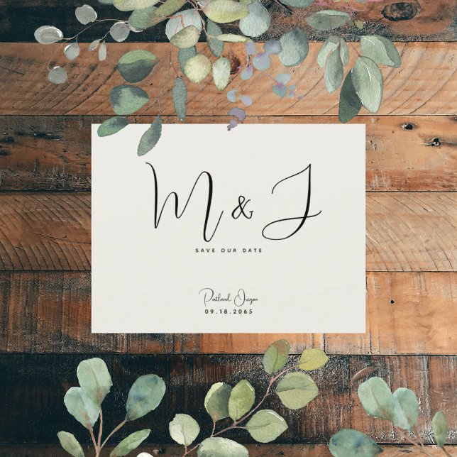  Simple Modern Beige Wedding Save the Date Postcard (Creator Uploaded)