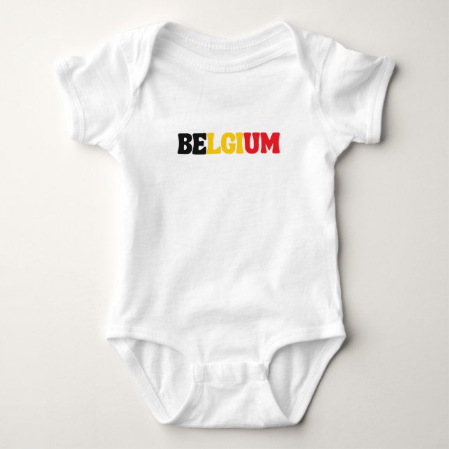 Simple Modern Belgium National Flag Apparel Baby Bodysuit (Front)