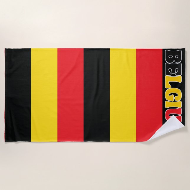 Simple Modern Belgium National Flag Apparel Beach Towel (Front)