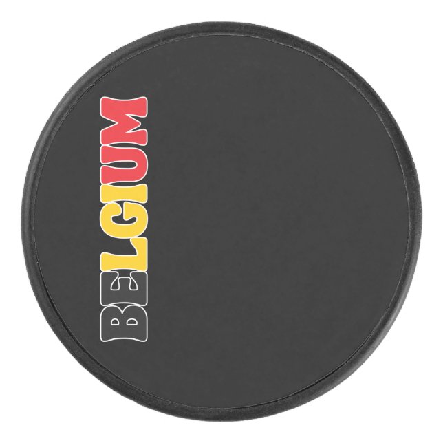 Simple Modern Belgium National Flag Apparel Hockey Puck (Front)