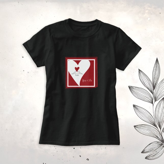 Simple Modern Birds in Love Red Heart T-Shirt (Creator Uploaded)