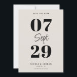 Simple Modern Black and Ivory Wedding Save The Date<br><div class="desc">Modern wedding save the date cards featuring simple minimal chic design in black and ivory colour.</div>