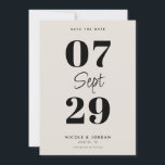 Simple Modern Black and Ivory Wedding Save The Date<br><div class="desc">Modern wedding save the date cards featuring simple minimal chic design in black and ivory colour.</div>