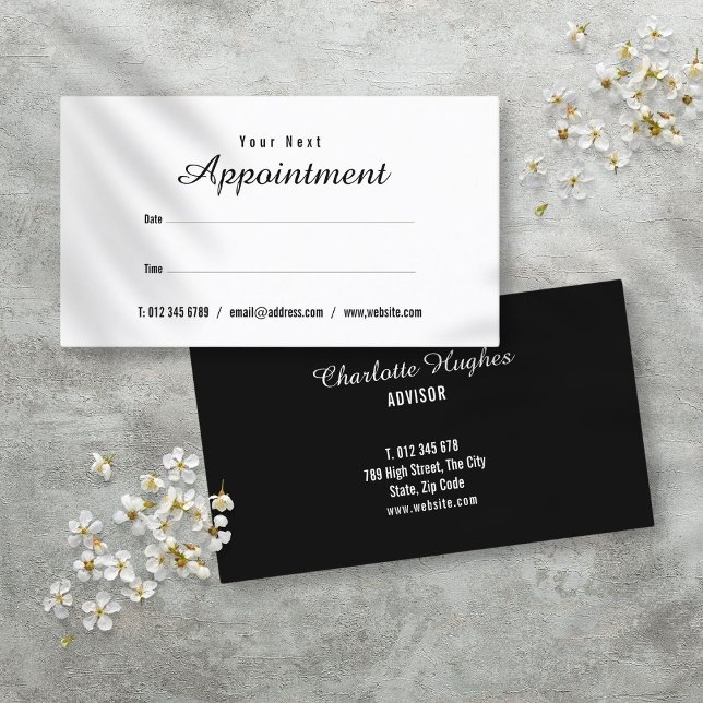 Simple Modern Black and White Appointment Card (Simple Modern Black and White Appointment Card)