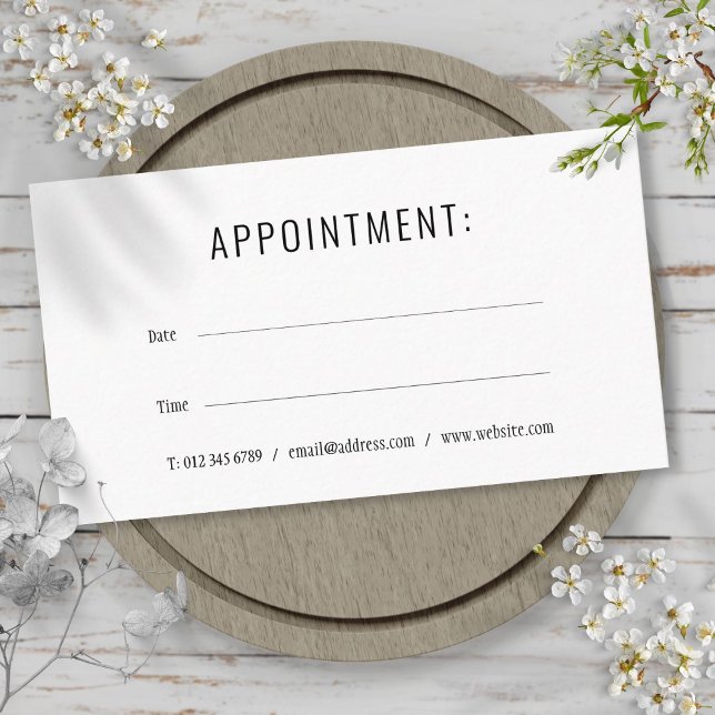 Simple Modern Black and White Appointment Card (Simple Modern Black and White Appointment)