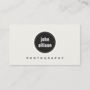 Simple Modern Black and White, Black Circle Emblem Business Card