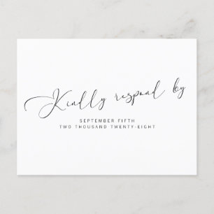 Simple Modern Black and White Calligraphy RSVP Invitation Postcard