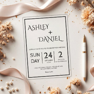 Simple Modern Black And White Elegant Wedding Acrylic Invitations