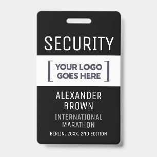 Simple Modern Black And White Event Logo Security  ID Badge