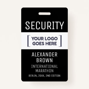Simple Modern Black And White Event Logo Security  ID Badge