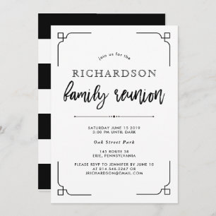 Simple Modern Black and White Family Reunion Invitation