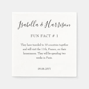 Simple Modern Black and White Fun Fact # 1Wedding  Napkin