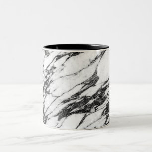 Simple Modern Black and White Marble Stone Two-Tone Coffee Mug