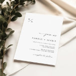 Simple Modern Black and White Minimalist Wedding Invitation<br><div class="desc">Looking for a simple, modern, and elegant wedding invitation design? Look no further than this beautiful black and white minimalist invitation, featuring handwritten calligraphy script and a classic serif font. Perfect for any season or style of wedding, this virtual online digital electronic invitation can be easily personalised and printed from...</div>