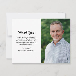 Simple Modern Black and White Photo Funeral Thank You Card