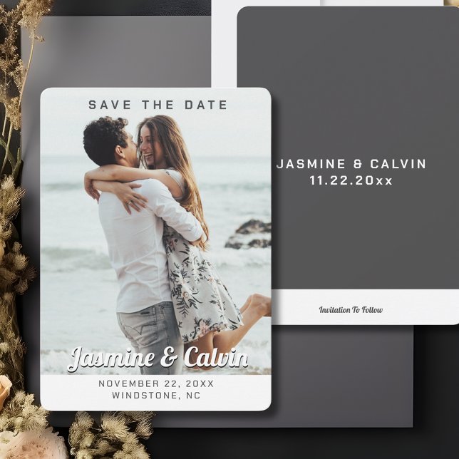 Simple Modern Black and White Photo  Save The Date (Simple Modern Black and White Photo Save The Date
)