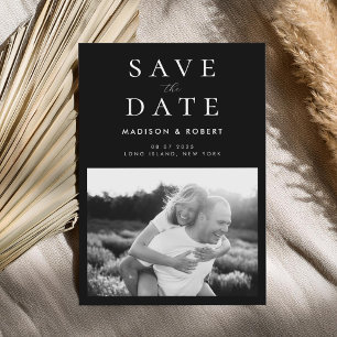 Simple Modern Black and White Photo Wedding Save The Date