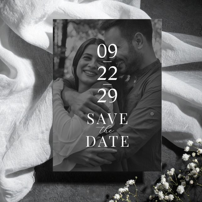 Simple Modern Black and White Photo Wedding Save The Date (Creator Uploaded)