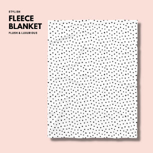 Simple Modern Black and White Polka Dot Fleece Blanket
