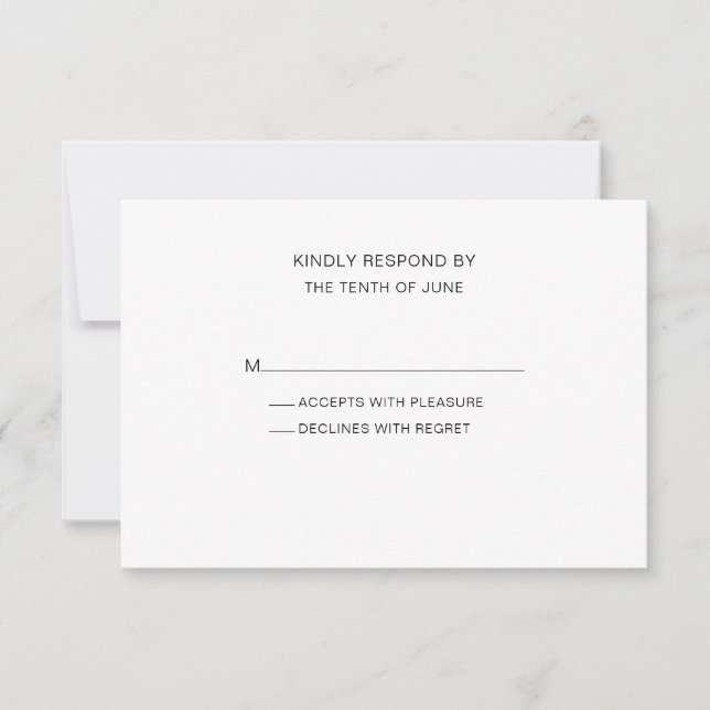 Simple Modern Black and White RSVP Card (Front)