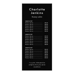 Simple Modern Black and White Salon Service Menu