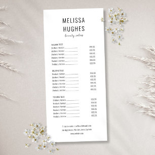 Simple Modern Black and White Salon Service Menu