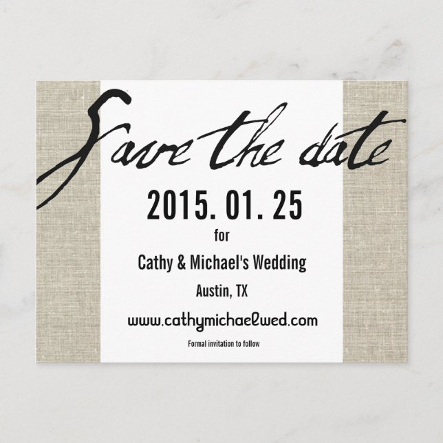 Simple Modern Black and White Save The Date Announcement Postcard (Front)
