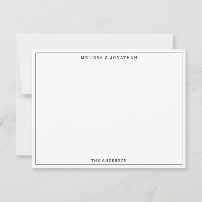 Simple Modern Black and White Thin Border Classic Card (Front)