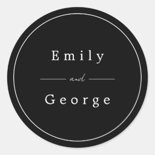 Simple Modern Black And White Typography Wedding Classic Round Sticker