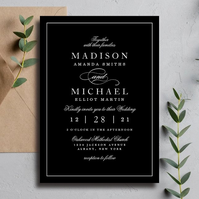 Simple Modern Black and White Wedding Invitation (Simple Modern Black and White Wedding Invitation)