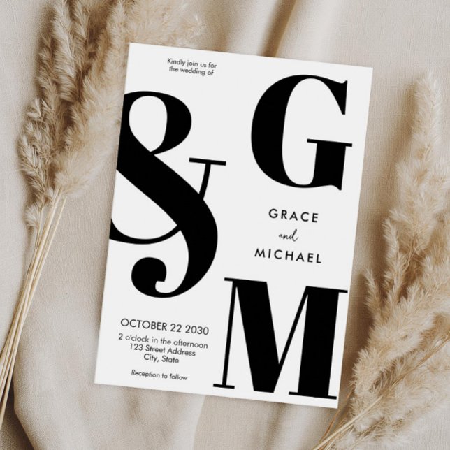 Simple Modern Black and White Wedding Invitation (Creator Uploaded)