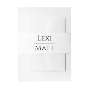 Simple Modern Black and White Wedding Invitation Belly Band