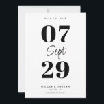 Simple Modern Black and White Wedding Save The Date<br><div class="desc">Modern wedding save the date cards featuring simple minimal chic design in black and white colour.</div>