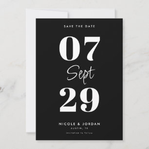 Simple Modern Black and White Wedding Save The Date