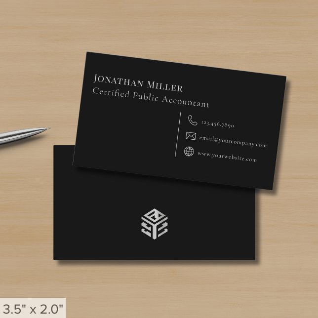 Simple Modern Black Business Card (Creator Uploaded)