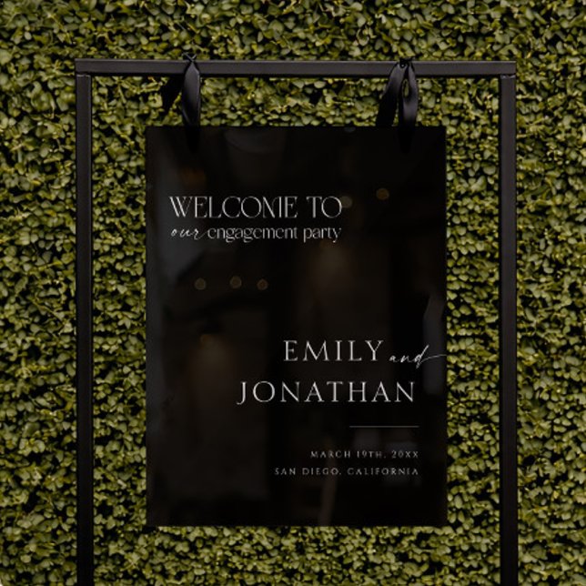Simple Modern Black Engagement Party Welcome  Acrylic Sign (Creator Uploaded)