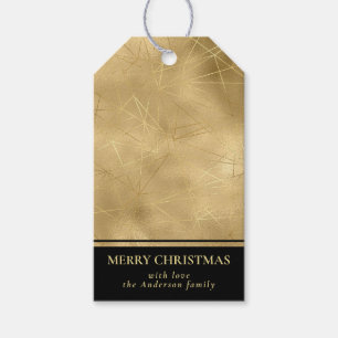 Simple Modern Black & Faux Gold Merry Christmas  Gift Tags