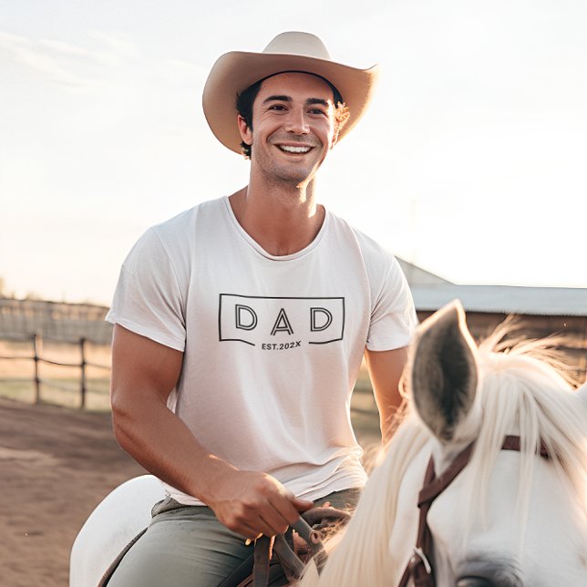 Simple Modern Black Frame-Dad Est. 2024 T-Shirt (Creator Uploaded)