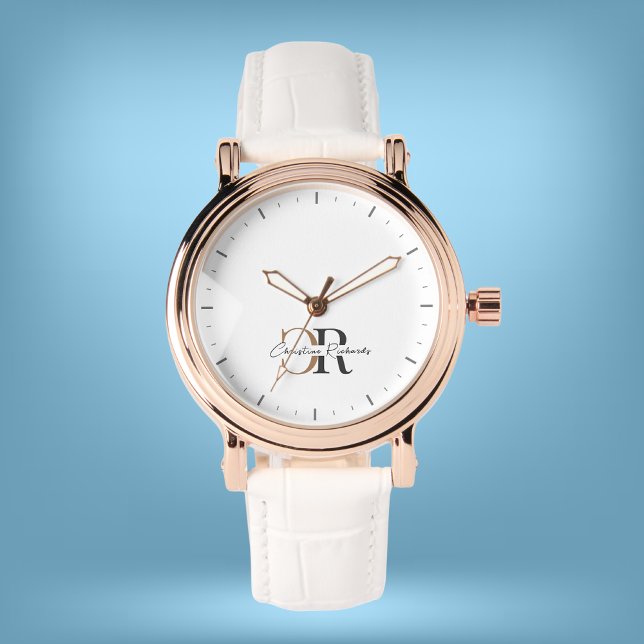 Simple Modern Black Gold Monogram Watch (Creator Uploaded)