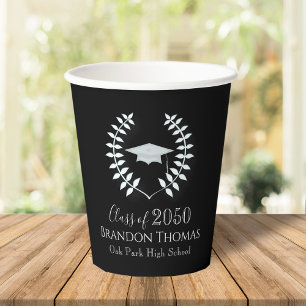 Simple Modern Black Graduation Party Paper Cups