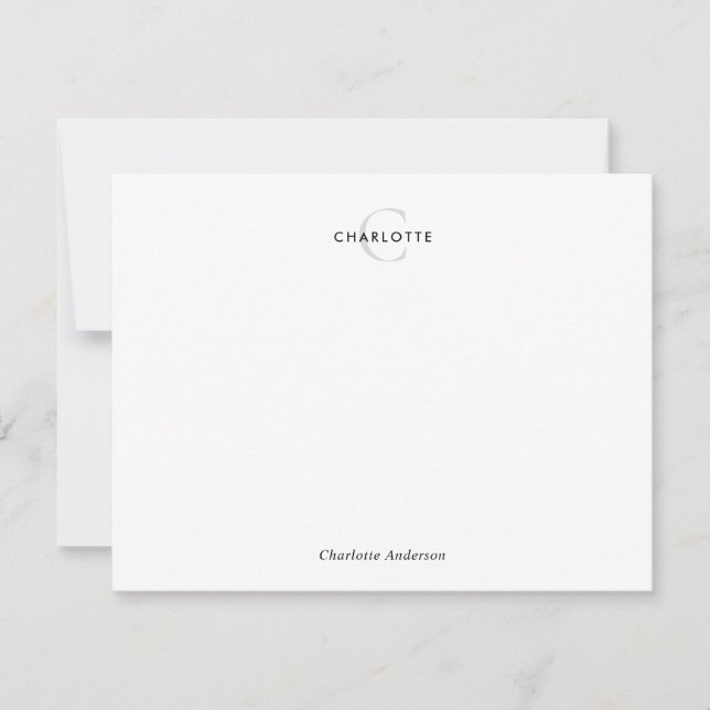 Simple Modern Black Grey Typography Monogram Card (Front)