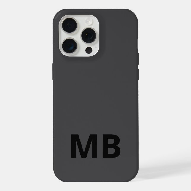Simple Modern Black Initial Monogram iPhone Case (Back)